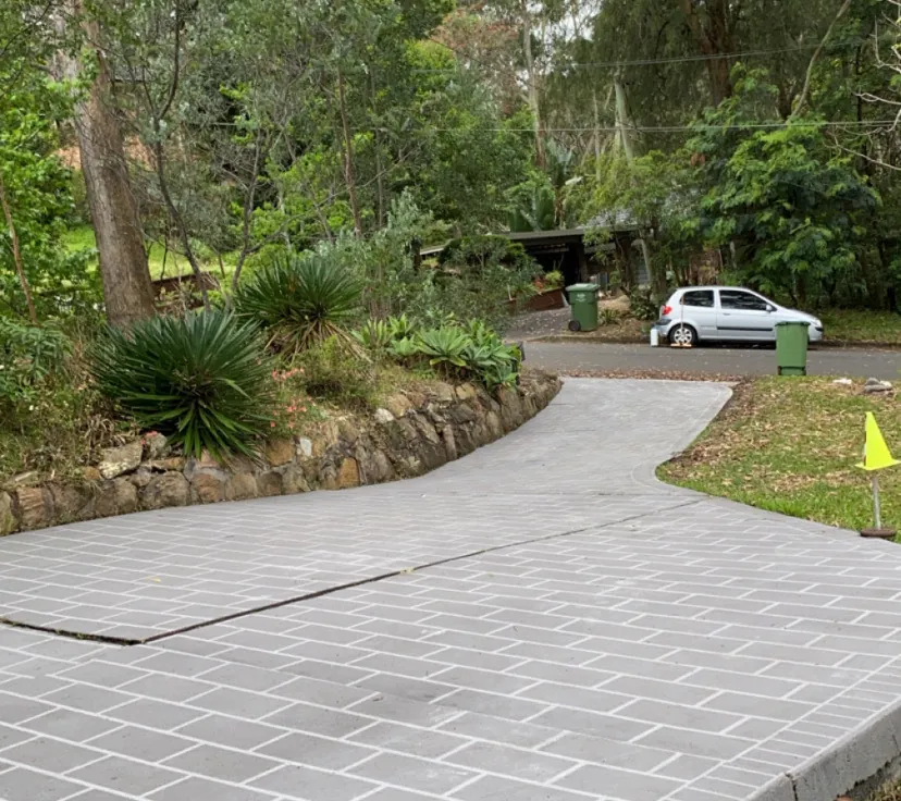Freshly pressure cleaned driveway