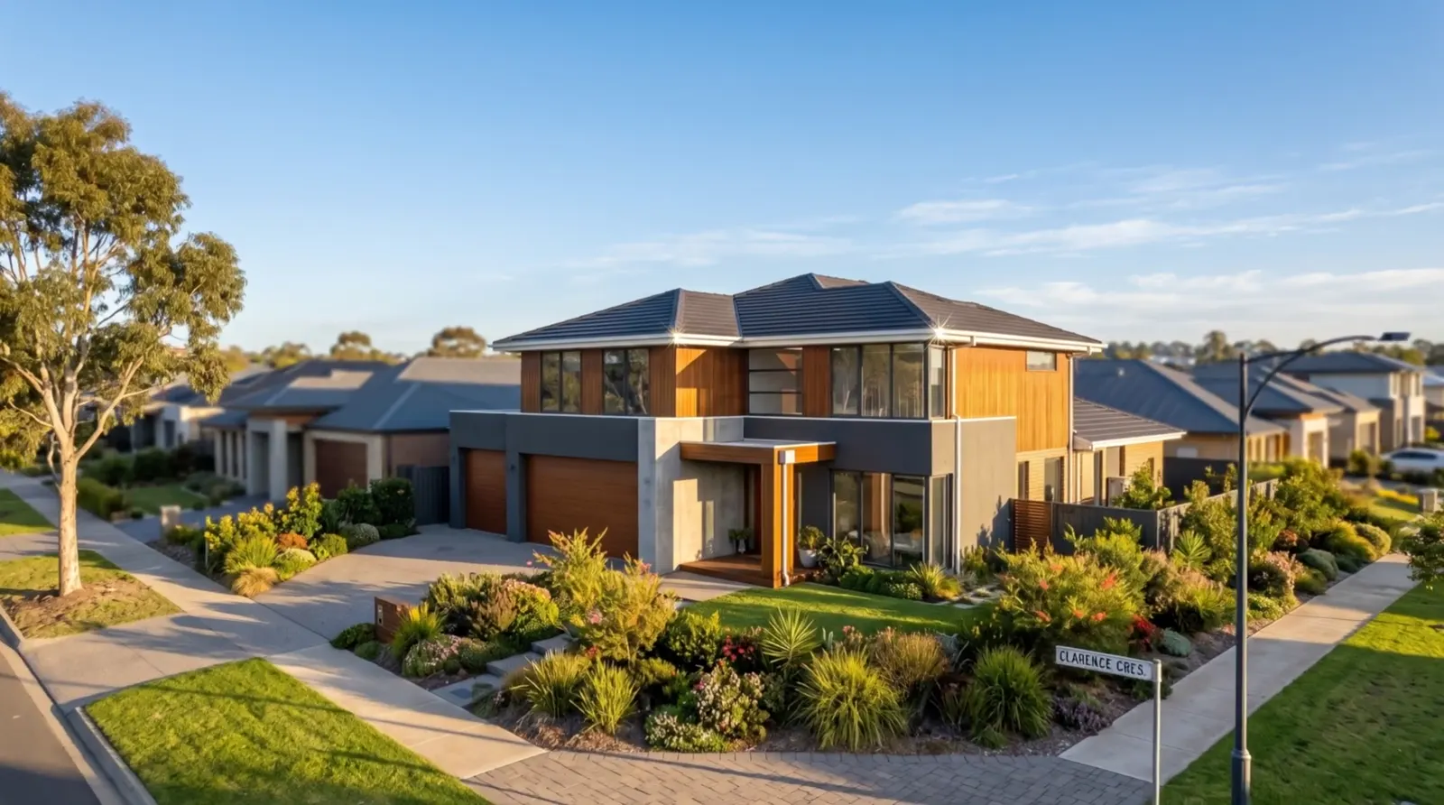 Residential roofline viewed from above